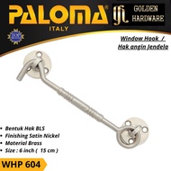 Window Hook PALOMA WHP 604 BRASS 601-6"| Window retainer wind rights