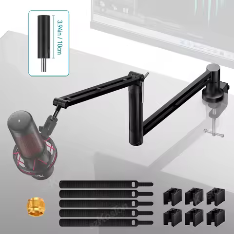 Adjustable Microphone Boom Arm Extended Riser with Cable Management Low Profile Mic Arm Gaming Micro