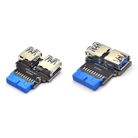 96BA 19Pin to Dual USB Adapter Connector USB Connector Motherboard 19Pin to USB3.0 Hub Converter 2Po