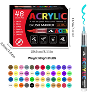 【A Needed】 12/24/36/48 Color Acrylic Paint Pen Markers Brush Tip Paint Marker For Rock Painting Wood