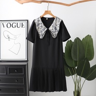 Plus Size XL-4XL Women's Short Sleeve Summer Dress Elegant A-line Female Midi Dresses