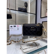 ChanelChanel Small 24A New Style Long Makeup Box Double Enamel Buckle Adjustable Chain Sheepskin AP3