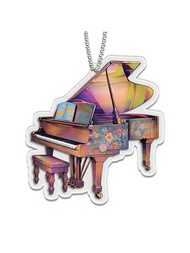 1個彩色鋼琴圖案2d亞克力鑰匙扣有趣吊飾,車後視鏡裝飾吊飾,包,背包掛飾吊飾鑰匙串配件最佳禮物