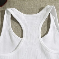 Basic Crop Tops Racerback Yoga Vest Women Gym Seamless Rib Knit Tank Tops Female Bra Without Brassiere Pad