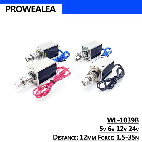 Solenoid Electromagnet Push Pull Type WL-1039B 5V 6V 12V 24V Thrust Force 1.5-35N 12mm Open Frame Li