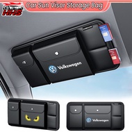 Volkswagen Car Sunshade Storage Clip Multifunctional PU Leather Card Holder Driving License Glasses 