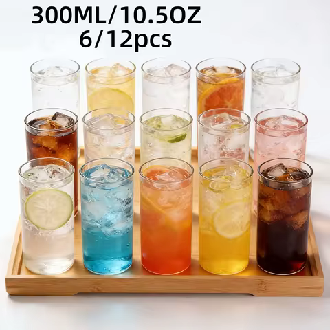 Drinking Glasses 6/12 Pack 10oz Highball Glass Cups Set - 300ml Classic Clear Drinking Tumblers for 