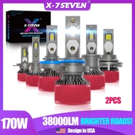 X-7SEVEN 170W 38000LM 6500K Aurora Pro LED Headlight Bulb For Car H4 H11 9005 9006 H7 H1 9012 2PCS