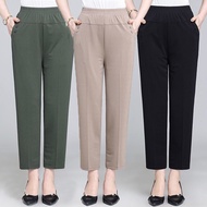 Muslimah Murah Plus Size ladies pants women high waist ankle summer pant all match casual long large size flexibility seluar perempuan Baju slack