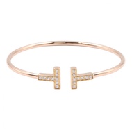 【二手】蒂芙尼 (Tiffany & Co.) T字形鑽石手鍊 60010767，腕圍 14.5 厘米，K18PG（玫瑰金）鑽石 T字形鑽石手鍊