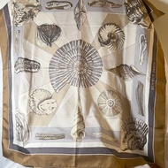 Hermes 1980 Silk Scarf 貝殼啡色絲巾圍巾 日本中古二手vintage