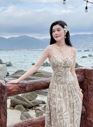 Set MANIA - Set áo hai dây chân váy midi họa tiết