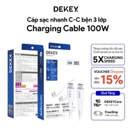 DEKEY Power Pioneer C to C 100W Fast Charging Cable Supports Fast Charging for I:Phone/Pad – 18 Mont