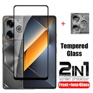 2in 1กระจกนิรภัยป้องกันเต็มพื้นที่ Tecno Pova 6 5 Pro 4G 5G 5G 2024 Pova6Pro ปกป้องหน้าจอสำหรับ Pova