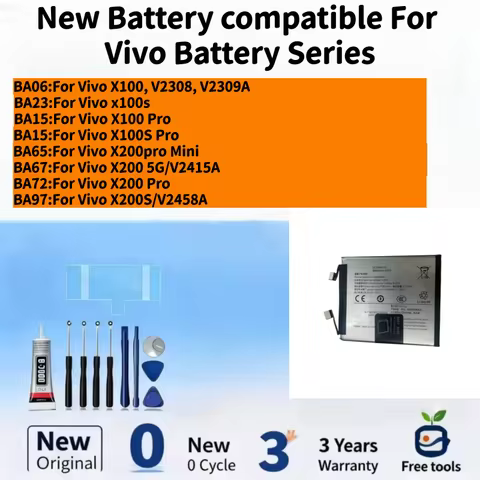 New Battery Compatible For Vivo X100/x100s/X100 Pro/X100S Pro/X200pro Mini/X200 5G/X200 Pro/X200S Ph