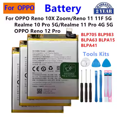 BLP705 BLP983 BLPA63 BLPA15 BLPA41 Battery For OPPO OnePlus Reno 10X Zoom Reno 11 11F 12 Pro Realme 