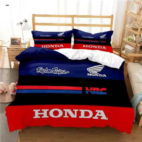 HRC-HONDA Motorcycle logo Duvet Cover Comforter Bedding sets Soft Quilt Cover and Pillowcases for Te