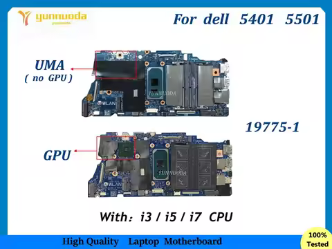 19775-1 For Dell Inspiron 5401 5501 Vostro 5401 5501 Laptop Motherboard With i3 i5 i7-10th Gen CPU M
