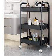 3 Tier Multifunction Organizer Storage Trolley Rack Rak Office Shelves BathRoom Home Kitchen Rack With Plastic Wheel