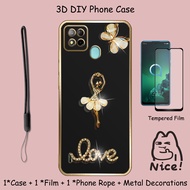 Fashion 3D For Itel A57 A57 Pro A611W Case with Ceramic Film and Silicone Rope Glitter Diamond for G