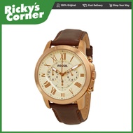 FOSSIL WATCH Fossil Grant Chronograph Eggshell Dial Brown Leather Men's Watch (FS4991)
