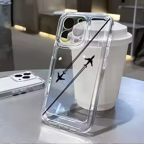 Clear Airplane Route Design Shockproof Silicone Soft Case For iPhone 16 15 14 Pro 13 12 11 XS Max XR