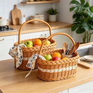 Imitation rattan woven oval storage basket, imitation rattan gift basket, rattan flower basket, frui