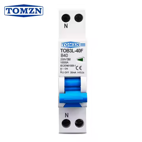 TOMZN A Type B Curve RCBO 1P+N 10kA Residual Current Differential Automatic Circuit Breaker with Ove