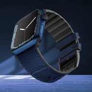 Viva VENTURX COX真皮鱷魚紋 AppleWatch 錶帶 for 45/44/42m藍色