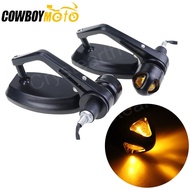 [HOT LHSWOGOWHIHEF 551] 7/8 quot; 22mm Motorcycle Handle Bar End Mirrors Rear View Side Mirror w/Turn Signal Universal For Harley Cafe Racer Chopper Cruiser