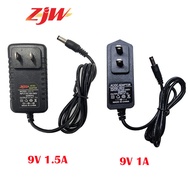 ZJW 9V 1A 1.5A Power Adapter Negative Positive AC/DC Power Supply Switch Adaptor