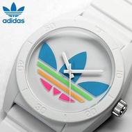 adidas Originals正版限量款九成新 彩色三葉潮流繽紛白矽膠錶帶腕錶（ADH2916） Santiago系列