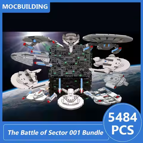 The Battle of Sector 001 Bundle Model Moc Building Blocks Diy Assemble Bricks Space UCS Enterprise D