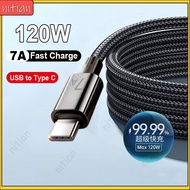 120W Super Fast Charging Type-C Cable 7A Quick Charge USB to Type C Phone Charger Cable For Android