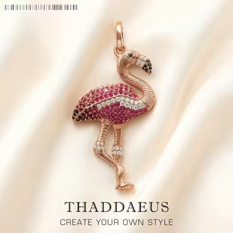Pendant Red Bird Large New Fashion Glam Sterling 925 Silver Jewelry Europe Style Accessorie Gift For