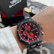 BALMER | 8155G BK-49 Black Red Chronograph All Stainless Steel Men Watch with Sapphire Glass