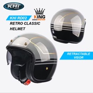 [Sirim Approved] KHI RD02 Retro Classic Motorcycle Helmet - Cement Grey