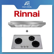 Rinnai RH-S269-SSR Stainless Steel Slimline Hood + Rinnai RB-3SI (RB3SI) 3 Burner Inner Flame Stainless Steel Built-in H
