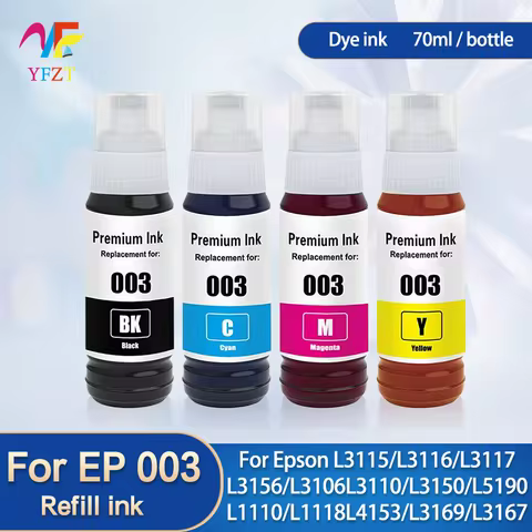 For EPSON Dye ink 003 Refill ink kit For EPSON L3250 L3251 L3252 L3256 L3260 L3550 L3556 L3560 L5190