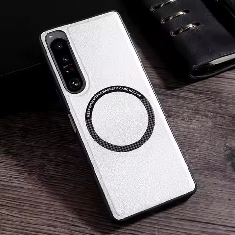 PU Leather Case for Xperia 1 IV For Magsafe Magnetic Wireless Charging Shockproof Back Cover For Son