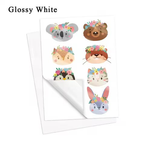 10 Sheets Glossy White Vinyl Sticker Paper Sheet A4 Paper Adhesive Sticker Printable Paper for Inkje