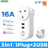 Tuya WiFi Smart Socket Dual USB Ports Outlet Adapter Charging For Smart Life Google Home Alexa
