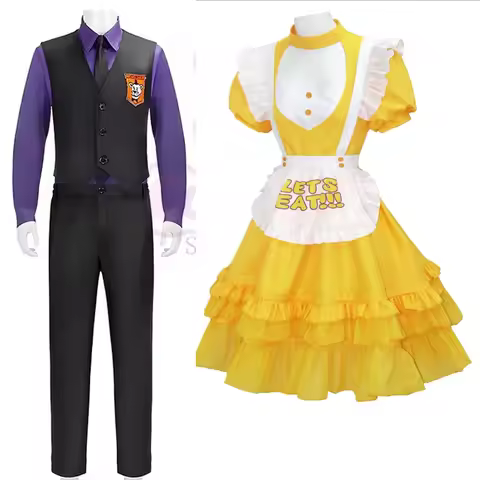 Game FNAF Chica Purple Guy William Afton Cosplay Lolita Costume Woman's Yellow Dress Women Men with 