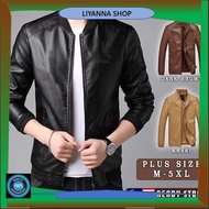 LIYANNA SHOP Men Leather Jacket Motorcycle WindBreaker Casual Smart PU Outerwear Jaket Lelaki Motor MT 166