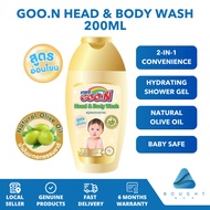 Goo.N Head & Body Wash 200ml Nourishes Cleanses Baby Skin Safe Gentle Formula Bath Wash Shower Shamp