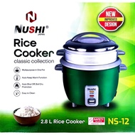 "NUSHI NS 12 AUTOMATIC RICE COOKER WITH STEAMER / ALUMINIUM POT / 1 YEAR WARRANTY /  2.8 LITER / FAS