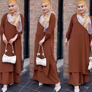 Suit Bella Italian Crepe Set Wanita – Baju Fesyen Muslimah Terkini, Tak Perlu Gosok & Viral