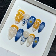 ต่อเล็บสไตล์ยุโรปและอเมริกันเข็มฉลุ 10ชิ้น/แพ็ค, แกะสลักดอกไม้เขตรสวนสวย 3 มิติ, ย้อมสีเกรเดียนต์ He