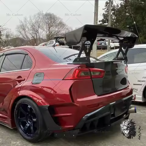 1600mm Aero GT Wing For EVO10 Varis-style Carbon Fiber Glass Spoiler Trim Bodykit For EVO X Rear FRP