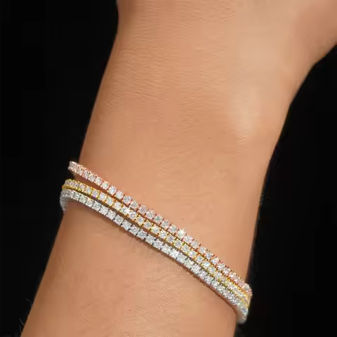 New 2&3&4mm Moisssanite Tennis Bracelet Original 925 Sterling Silver Jewelry Moisssanite Diamond Ten